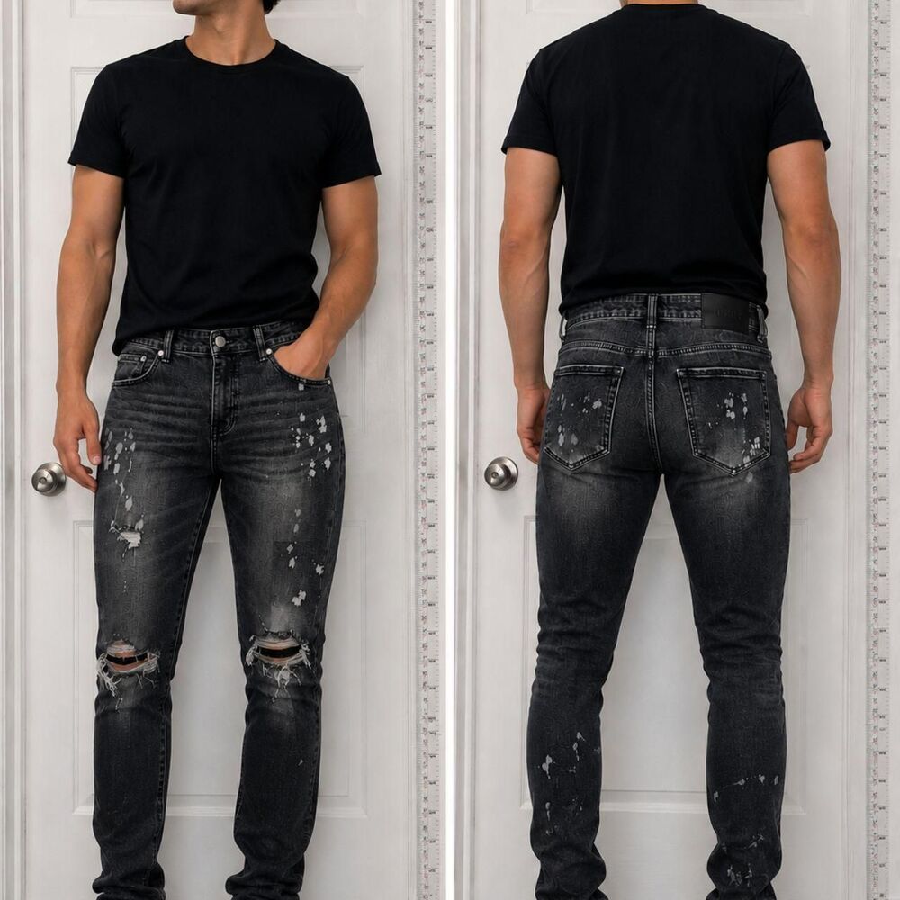 THRT Men's Black and Grey Jeans